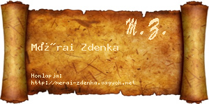 Mérai Zdenka névjegykártya